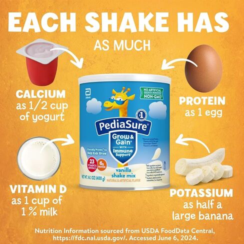PediaSure Grow & Gain Shake Mix, 6g Protein, Vanilla, 14.1 oz Can, 3pk in Saudi Arabia