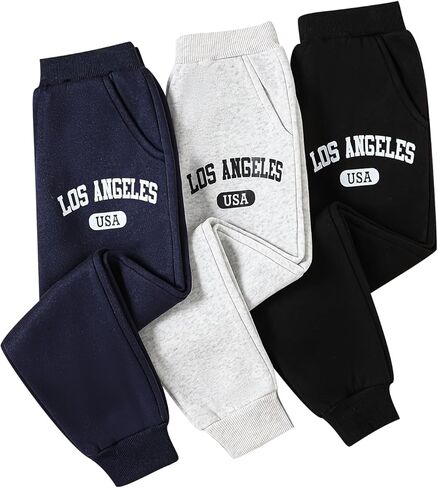 Girls Sweatpants - 3 Pack Teen Girls' Athletic High Waisted Joggers Pants with Pockets Multicoloured 4-14Y in Kuwait