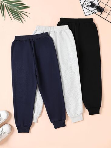 Girls Sweatpants - 3 Pack Teen Girls' Athletic High Waisted Joggers Pants with Pockets Multicoloured 4-14Y in Kuwait