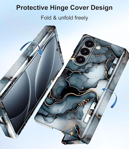 حافظة Btscase لهاتف Samsung Galaxy Z Flip 6 مغناطيسية مع حماية مفصلية، [واقي شاشة أمامي مدمج] [متوافق مع MagSafe] حافظة رخامية رفيعة واقية لكامل الجسم مضادة للصدمات للنساء والرجال، ذهبي وردي in Kuwait