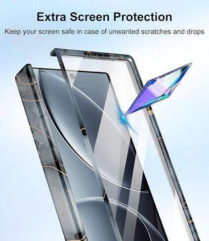 حافظة Btscase لهاتف Samsung Galaxy Z Flip 6 مغناطيسية مع حماية مفصلية، [واقي شاشة أمامي مدمج] [متوافق مع MagSafe] حافظة رخامية رفيعة واقية لكامل الجسم مضادة للصدمات للنساء والرجال، ذهبي وردي in Kuwait
