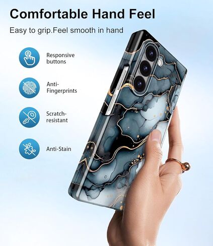 حافظة Btscase لهاتف Samsung Galaxy Z Flip 6 مغناطيسية مع حماية مفصلية، [واقي شاشة أمامي مدمج] [متوافق مع MagSafe] حافظة رخامية رفيعة واقية لكامل الجسم مضادة للصدمات للنساء والرجال، ذهبي وردي in Kuwait
