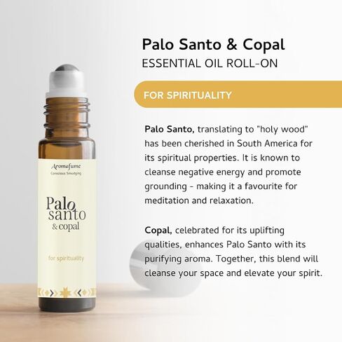 Palo Santo & Copal Essential Oil Roll-On by Aromafume | 1 x 10ml / 0.33 fl oz | Aromatherapy Oils | Natural Roll On Perfume | Spiritual Meditation Accessories in Saudi Arabia