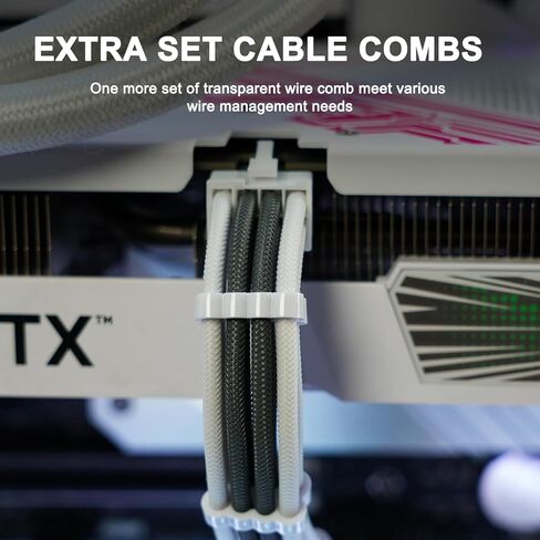 Sirlyr Transparent Connector PSU Cable Extension Kit Customed PC Power Supply Extend Mod 16AWG with 24 Pin ATX × 2/8 Pin EPS × 1/ Gold-Plated 8Pin Pcie × 2,Soft Nylon Braided Black in Saudi Arabia