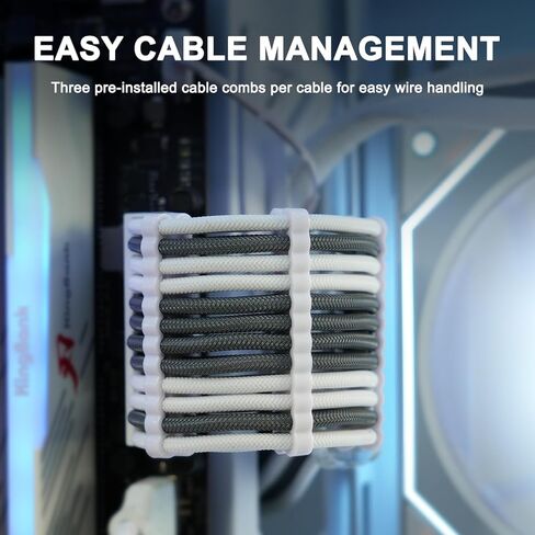 Sirlyr Transparent Connector PSU Cable Extension Kit Customed PC Power Supply Extend Mod 16AWG with 24 Pin ATX × 2/8 Pin EPS × 1/ Gold-Plated 8Pin Pcie × 2,Soft Nylon Braided Black in Saudi Arabia
