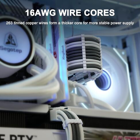Sirlyr Transparent Connector PSU Cable Extension Kit Customed PC Power Supply Extend Mod 16AWG with 24 Pin ATX × 2/8 Pin EPS × 1/ Gold-Plated 8Pin Pcie × 2,Soft Nylon Braided Black in Saudi Arabia