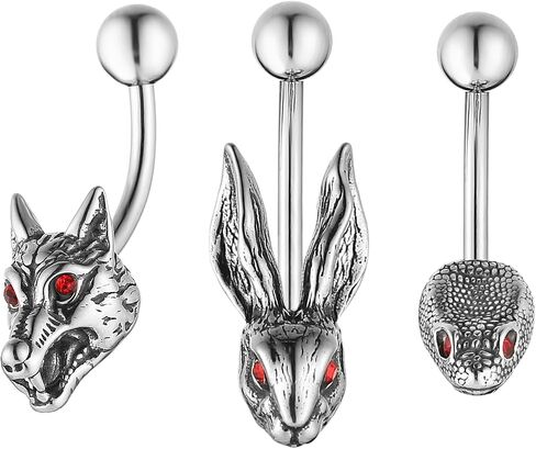HZMAN Belly Button Rings for Women 14G Surgical Steel Belly Rings Gothic Animal Belly Rings Navel Piercing Jewelry in Saudi Arabia