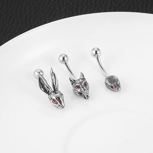 HZMAN Belly Button Rings for Women 14G Surgical Steel Belly Rings Gothic Animal Belly Rings Navel Piercing Jewelry in Saudi Arabia