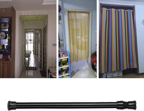 Adjustable Telescopic Tension Rod - High-Carbon Steel, 40-70cm, Black, Easy Installation for Bathroom Curtains & Home Organization in Saudi Arabia