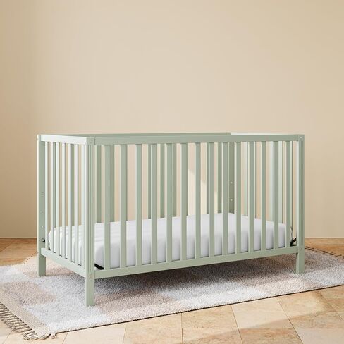 Storkcraft Morningside 5-in-1 Convertible Crib (Frosted Oat) – GREENGUARD Gold Certified Baby Crib, Fits Standard Crib Mattress, Easy 30-Minute Assembly, Converts to Toddler Bed and Full Bed in Kuwait