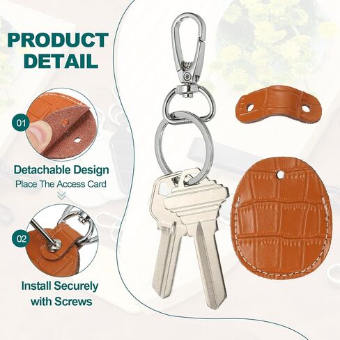 PATIKIL Leather Key Fob, Genuine Leather Keys Cover RFID Key Fob Protector Air Tag Holder Keychain Case in Saudi Arabia