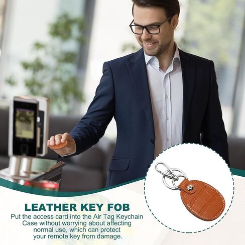 PATIKIL Leather Key Fob, Genuine Leather Keys Cover RFID Key Fob Protector Air Tag Holder Keychain Case in Saudi Arabia