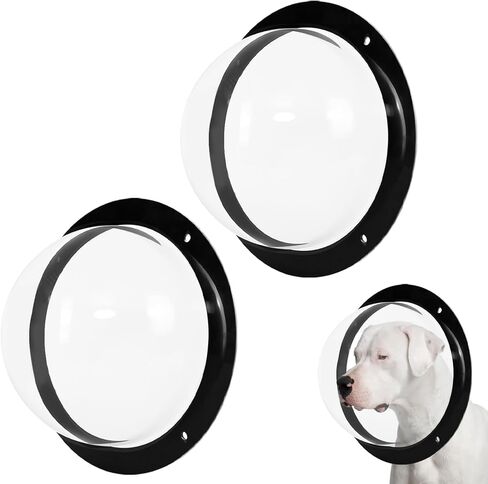 2 حزمة نافذة سياج الكلب، واضحة الحيوانات الأليفة فقاعة عرض قبة الباب نظرة خاطفة نافذة مستديرة صغيرة للكلاب / القط / الحصان خارج الملعب حديقة قطر 12.44 بوصة عمق 4.92 بوصة in Kuwait
