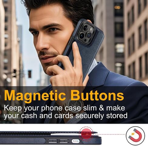 for iPhone 14 Pro Wallet Case with Card Holder, Luxury Leather Kickstand Card Slots Case, Double Magnetic Clasp Shockproof Cover 2022 6.1 Inch (Brown) in Saudi Arabia
