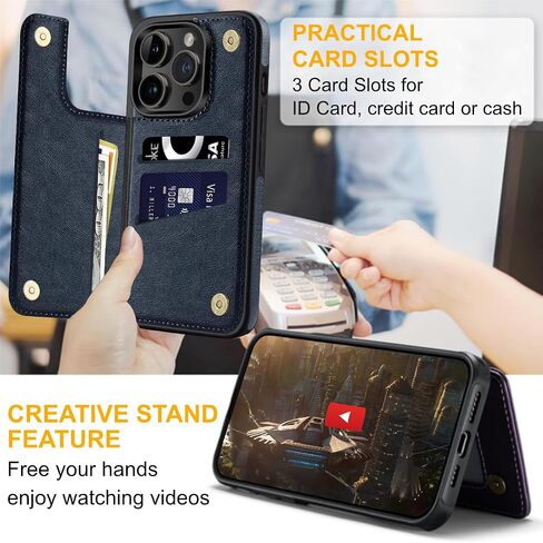 for iPhone 14 Pro Wallet Case with Card Holder, Luxury Leather Kickstand Card Slots Case, Double Magnetic Clasp Shockproof Cover 2022 6.1 Inch (Brown) in Saudi Arabia