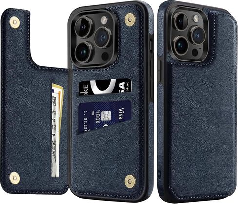 for iPhone 14 Pro Wallet Case with Card Holder, Luxury Leather Kickstand Card Slots Case, Double Magnetic Clasp Shockproof Cover 2022 6.1 Inch (Brown) in Saudi Arabia