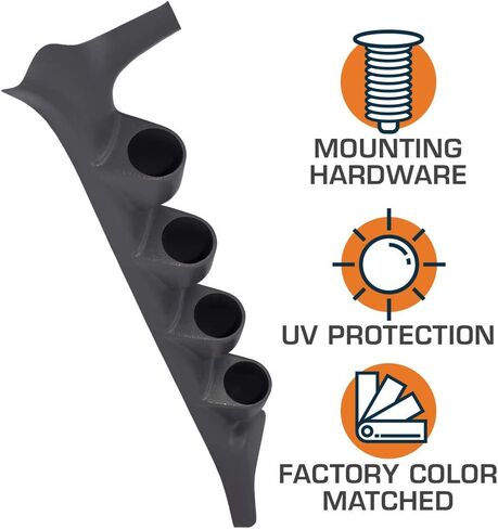Glowshift Gray Quad Bawge Gauge Pod متوافق مع Ford F-Series F-250 F-350 Power Stroke 1992-1997-Mactory Color Monger-ABS Plastic-UV محمية-حوامل (4) 2-1/16 "(52 مم) مقاييس in Saudi Arabia