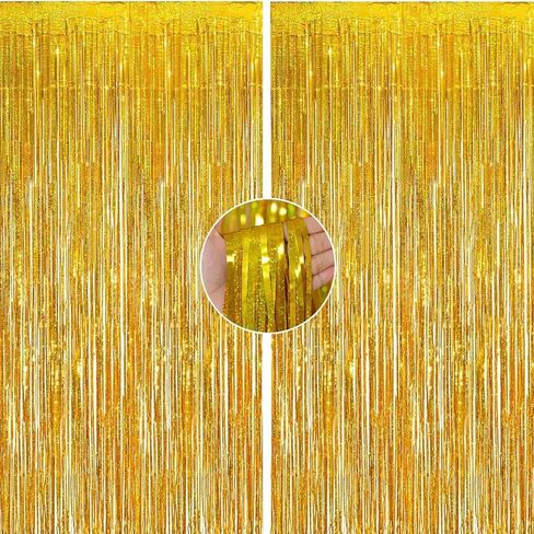 KALOR 2 Pcs 3.2ft x 8.2ft Candy Pink Metallic Shiny Tinsel Foil Fringe Curtain Photo Booth Backdrop for Birthday Party Baby Shower Wedding Graduation Party Decorations in Saudi Arabia