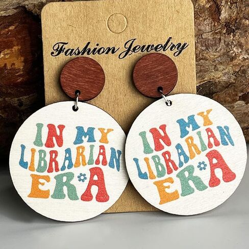 Creative Wooden Teacher Earrings For Women Math Pi Earrings Sunflower Book Librarian Read Book Stud Earrings Teacher's Appreciation Back To School Jewelry in Saudi Arabia