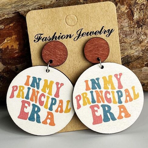 Creative Wooden Teacher Earrings For Women Math Pi Earrings Sunflower Book Librarian Read Book Stud Earrings Teacher's Appreciation Back To School Jewelry in Saudi Arabia