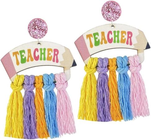 Creative Wooden Teacher Earrings For Women Math Pi Earrings Sunflower Book Librarian Read Book Stud Earrings Teacher's Appreciation Back To School Jewelry in Saudi Arabia