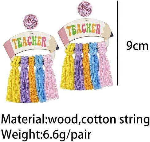 Creative Wooden Teacher Earrings For Women Math Pi Earrings Sunflower Book Librarian Read Book Stud Earrings Teacher's Appreciation Back To School Jewelry in Saudi Arabia