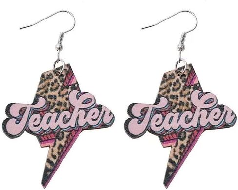 Creative Wooden Teacher Earrings For Women Math Pi Earrings Sunflower Book Librarian Read Book Stud Earrings Teacher's Appreciation Back To School Jewelry in Saudi Arabia