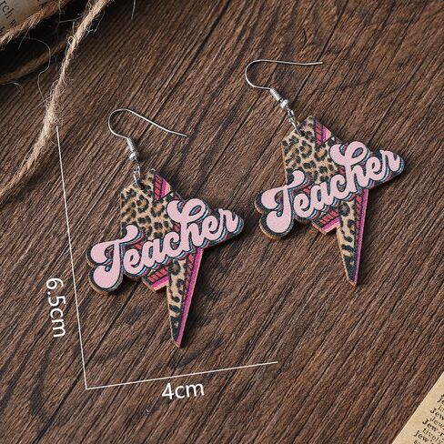 Creative Wooden Teacher Earrings For Women Math Pi Earrings Sunflower Book Librarian Read Book Stud Earrings Teacher's Appreciation Back To School Jewelry in Saudi Arabia