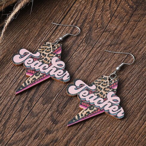 Creative Wooden Teacher Earrings For Women Math Pi Earrings Sunflower Book Librarian Read Book Stud Earrings Teacher's Appreciation Back To School Jewelry in Saudi Arabia