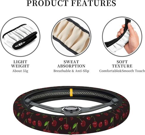 Vintage Mushroom Leaf Steering Wheel Cover for Women, Universal 15 inch Breathable Anti Slip Steering Wheel Covers for Cars, Auto, SUVs in Saudi Arabia