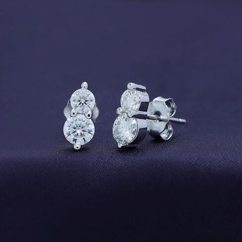 Savearth Diamonds 18K Gold Plated Silver Silver Post اثنين من الأقراط الحجرية ، 0.90 قيراط (CTW) أقراط الماس Moissanite للماس للنساء | هدايا المجوهرات العصرية لها in Kuwait