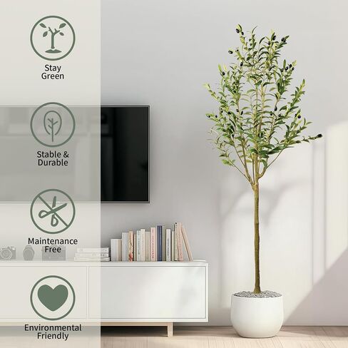 3FT Artificial Olive Tree, Indoor Faux Olive Tree Fake Potted Silk Olive Tree Plants with Lifelike Branches & Fruits for Home Office Decor in Saudi Arabia