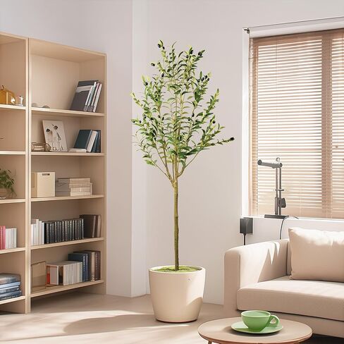 3FT Artificial Olive Tree, Indoor Faux Olive Tree Fake Potted Silk Olive Tree Plants with Lifelike Branches & Fruits for Home Office Decor in Saudi Arabia
