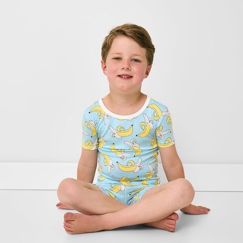 Little Sleepies Short Sleeve Shirt & Shorts Pajama Set for Kids, Viscose Derived from Bamboo Toddler 2-Piece PJs in Kuwait
