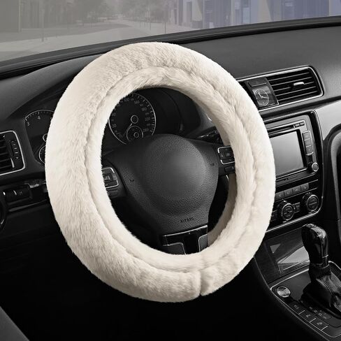 Road Comforts Steering Wheel Cover, Fluffy Car Wheel Covers for Women/Girls/Ladies，Soft Wool Fur Steering Wheel Protector, Universal 14 1/2 inches to 15 inches - Blue in Kuwait