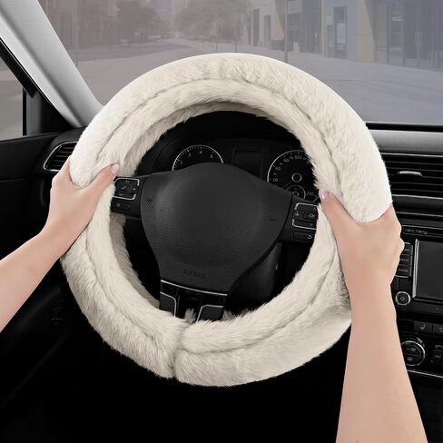 Road Comforts Steering Wheel Cover, Fluffy Car Wheel Covers for Women/Girls/Ladies，Soft Wool Fur Steering Wheel Protector, Universal 14 1/2 inches to 15 inches - Blue in Kuwait