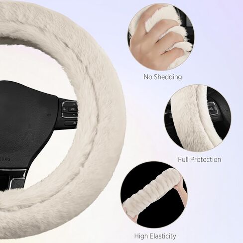 Road Comforts Steering Wheel Cover, Fluffy Car Wheel Covers for Women/Girls/Ladies，Soft Wool Fur Steering Wheel Protector, Universal 14 1/2 inches to 15 inches - Blue in Kuwait