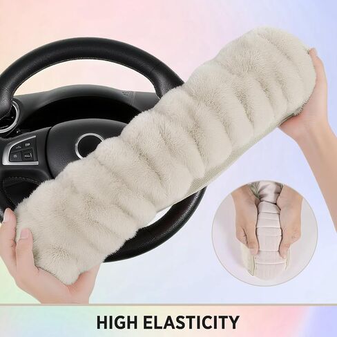 Road Comforts Steering Wheel Cover, Fluffy Car Wheel Covers for Women/Girls/Ladies，Soft Wool Fur Steering Wheel Protector, Universal 14 1/2 inches to 15 inches - Blue in Kuwait
