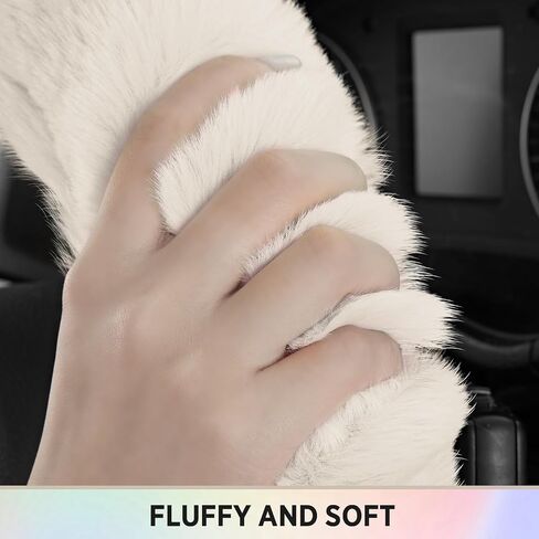Road Comforts Steering Wheel Cover, Fluffy Car Wheel Covers for Women/Girls/Ladies，Soft Wool Fur Steering Wheel Protector, Universal 14 1/2 inches to 15 inches - Blue in Kuwait