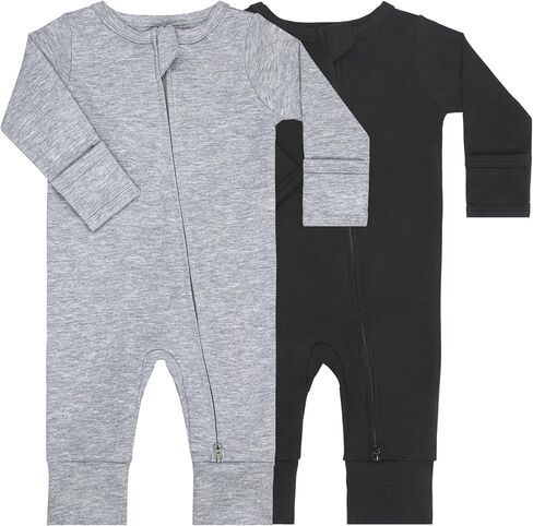GUISBY Cotton Sleepers Footless Pajamas with Zipper and Mittens Long Sleeve Rompers for Baby in Kuwait