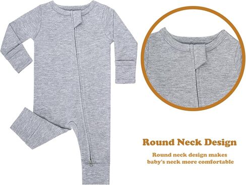 GUISBY Cotton Sleepers Footless Pajamas with Zipper and Mittens Long Sleeve Rompers for Baby in Kuwait