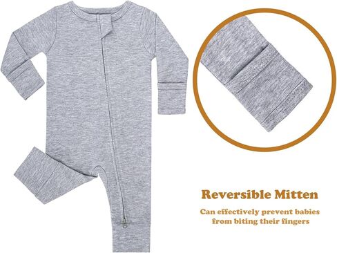 GUISBY Cotton Sleepers Footless Pajamas with Zipper and Mittens Long Sleeve Rompers for Baby in Kuwait