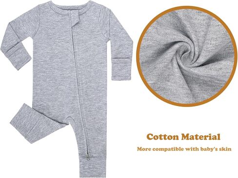 GUISBY Cotton Sleepers Footless Pajamas with Zipper and Mittens Long Sleeve Rompers for Baby in Kuwait