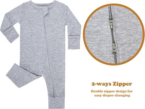 GUISBY Cotton Sleepers Footless Pajamas with Zipper and Mittens Long Sleeve Rompers for Baby in Kuwait