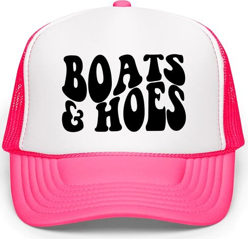 Boats and Hoes Funny Summer Trucker Hat Adult Foam Front Classic 5 Panel Mesh Snapback in Saudi Arabia