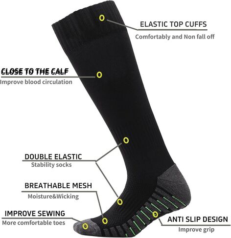 2/3 Pack Grip Soccer Softball Baseball Football Socks for Man Woman Youth Kids Girls Boy's Knee High Socks in Saudi Arabia