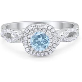 Blue Apple Co. Infinity Twisted Shank Wedding Engagement Ring Round Cubic Zirconia 925 Sterling Silver in Saudi Arabia