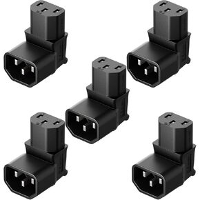 IEC 320 C14 إلى C13 محول تيار متردد بزاوية قائمة، IEC 3 أقطاب ذكر إلى أنثى محول تيار متردد بزاوية 90 درجة، C14 إلى C13 محول تيار متردد بزاوية أعلى، لون أسود in Kuwait