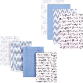 Hudson Baby Unisex Baby Cotton Flannel Burp Cloths and Receiving Blankets, 8-Piece, Gray Whale, One Size in Kuwait