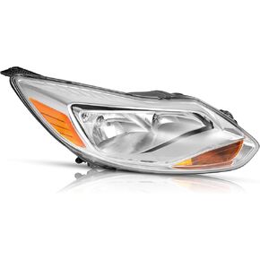 HECASA Right Headlight Assembly Compatible with 2012-2014 Ford Focus 4-Door Replacement for FO2503298 K301153RAS1 BM5Z13008F Passenger Side Halogen Headlamp w/bulbs Clear Lens+Chrome Housing in Saudi Arabia